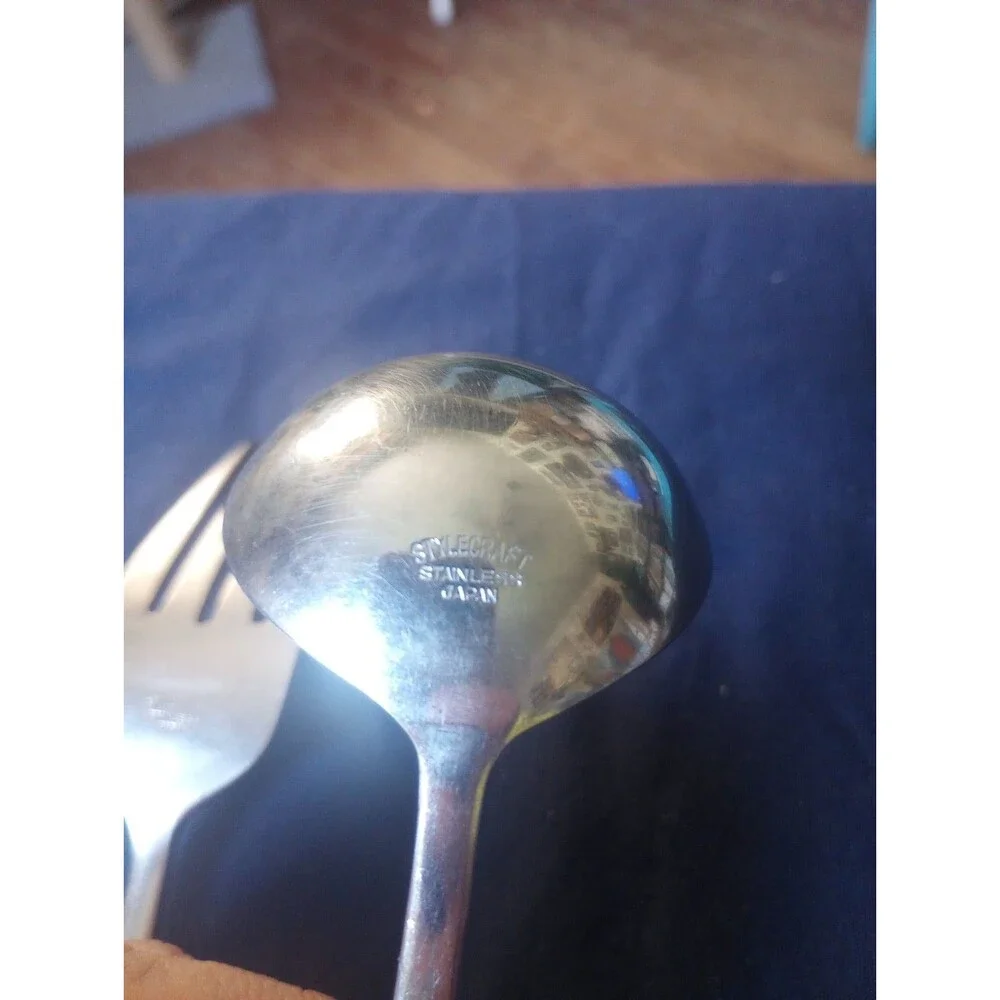 Stylecraft Japan Stainless Greek Key Pattern Handle Gravy Ladle & Meat Fork Set